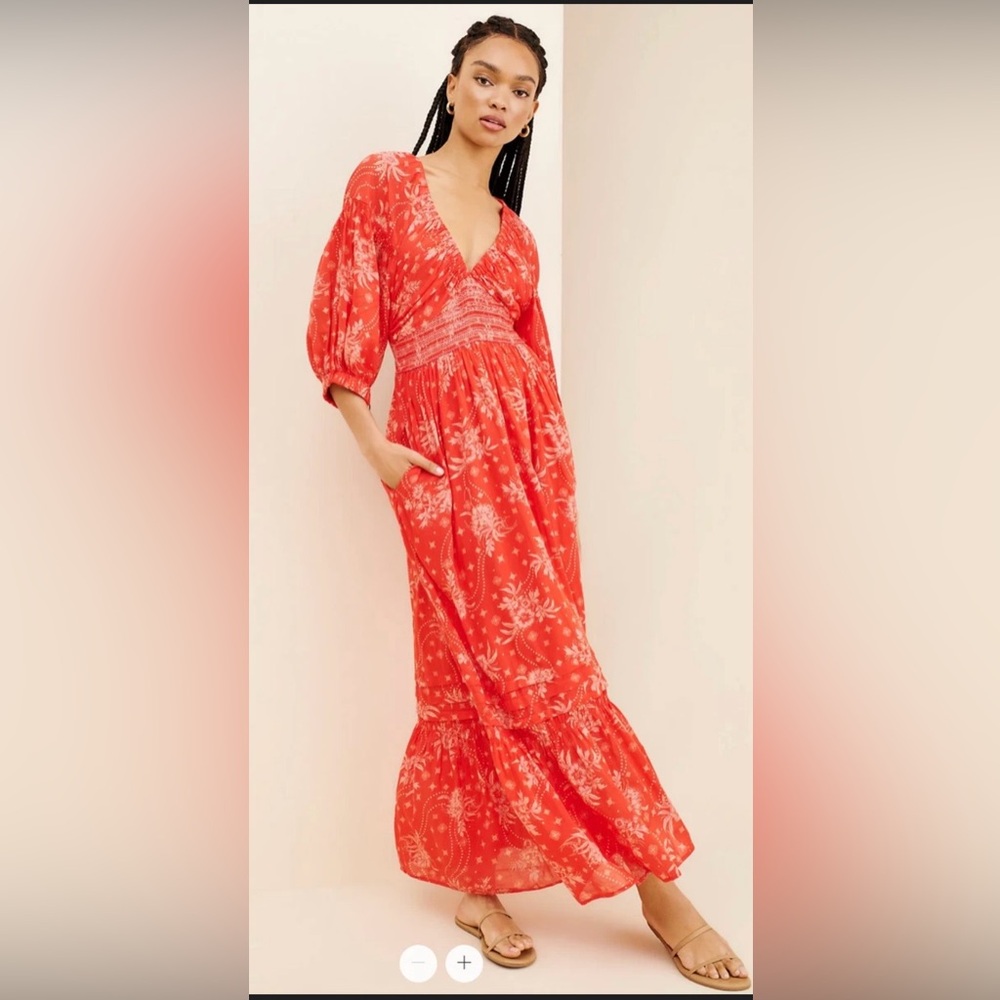 FREE PEOPLE Red Boho Maxi Dress
